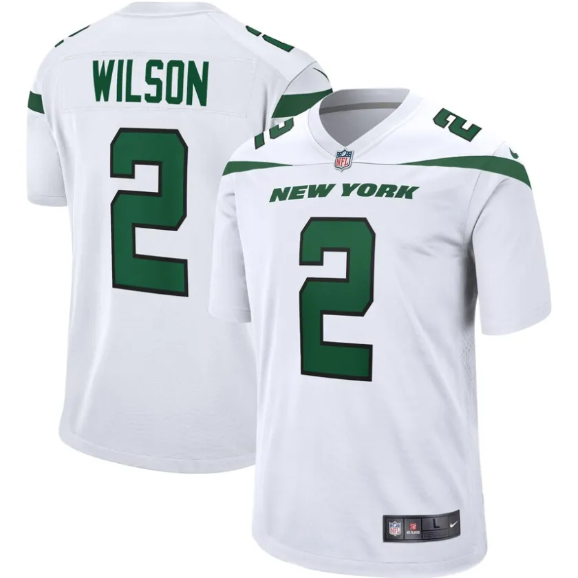 Replica^New York Jets Men's Nike Zach Wilson White White Game Jersey