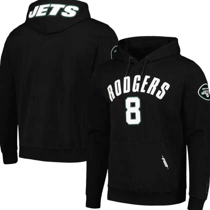 Sweatshirts & Fleece|Men^New York Jets Men's Pro Standard Aaron Rodgers Black Player Name & Number Pullover Hoodie