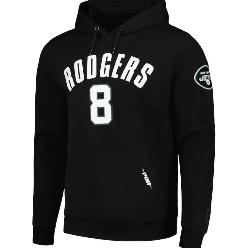 Sweatshirts & Fleece|Men^New York Jets Men's Pro Standard Aaron Rodgers Black Player Name & Number Pullover Hoodie