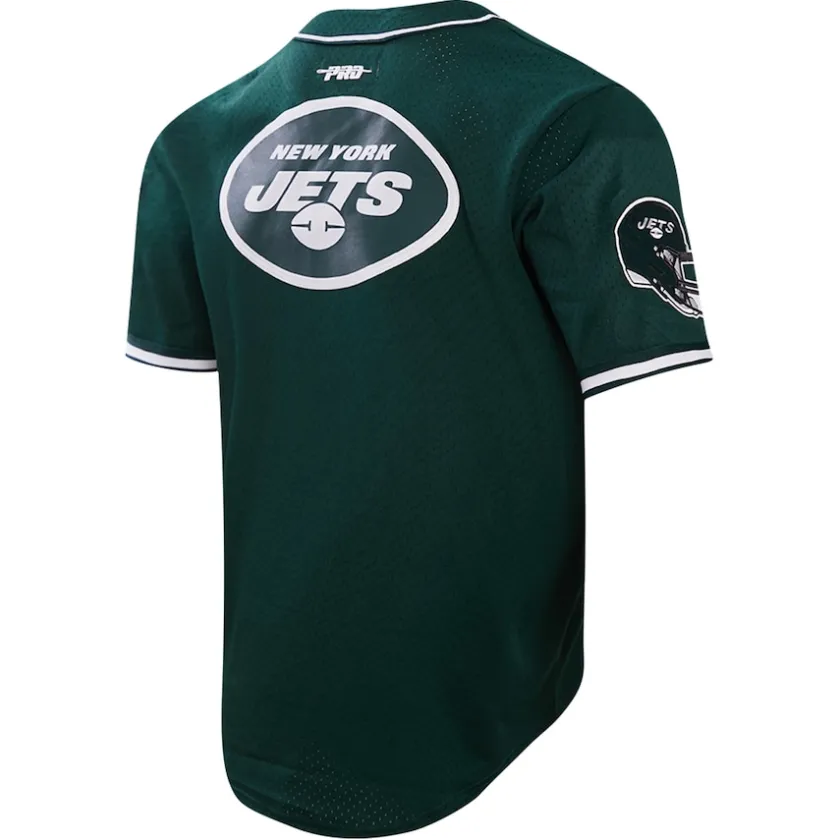 Sweaters & Dress Shirts^New York Jets Men's Pro Standard Ahmad Sauce Gardner Green Mesh Button-Up Baseball Jersey