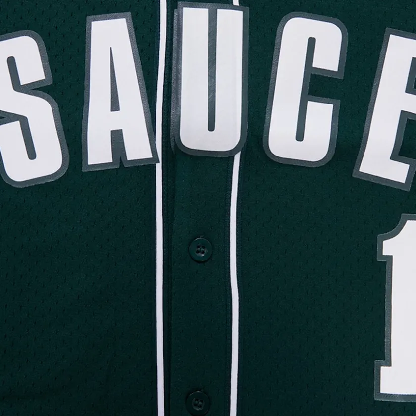 Sweaters & Dress Shirts^New York Jets Men's Pro Standard Ahmad Sauce Gardner Green Mesh Button-Up Baseball Jersey