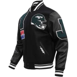 Jackets^New York Jets Men's Pro Standard Black Mash Up Full-Zip Varsity Jacket