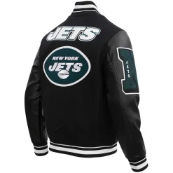 Jackets^New York Jets Men's Pro Standard Black Mash Up Full-Zip Varsity Jacket