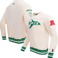 Sweatshirts & Fleece|Men^New York Jets Men's Pro Standard Cream Retro Classics Fleece Pullover Sweatshirt