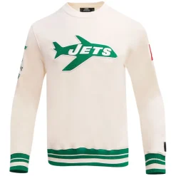 Sweatshirts & Fleece|Men^New York Jets Men's Pro Standard Cream Retro Classics Fleece Pullover Sweatshirt