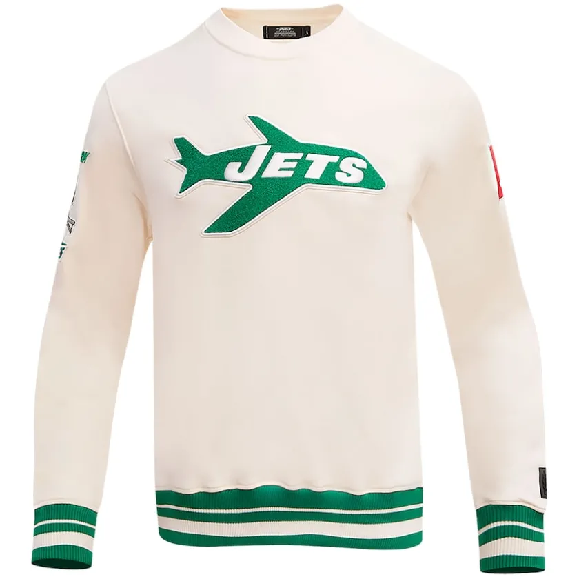 Sweatshirts & Fleece|Men^New York Jets Men's Pro Standard Cream Retro Classics Fleece Pullover Sweatshirt