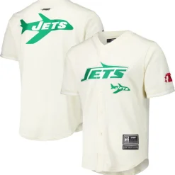 Sweaters & Dress Shirts^New York Jets Men's Pro Standard Cream Retro Classic Mesh Button-Up Shirt