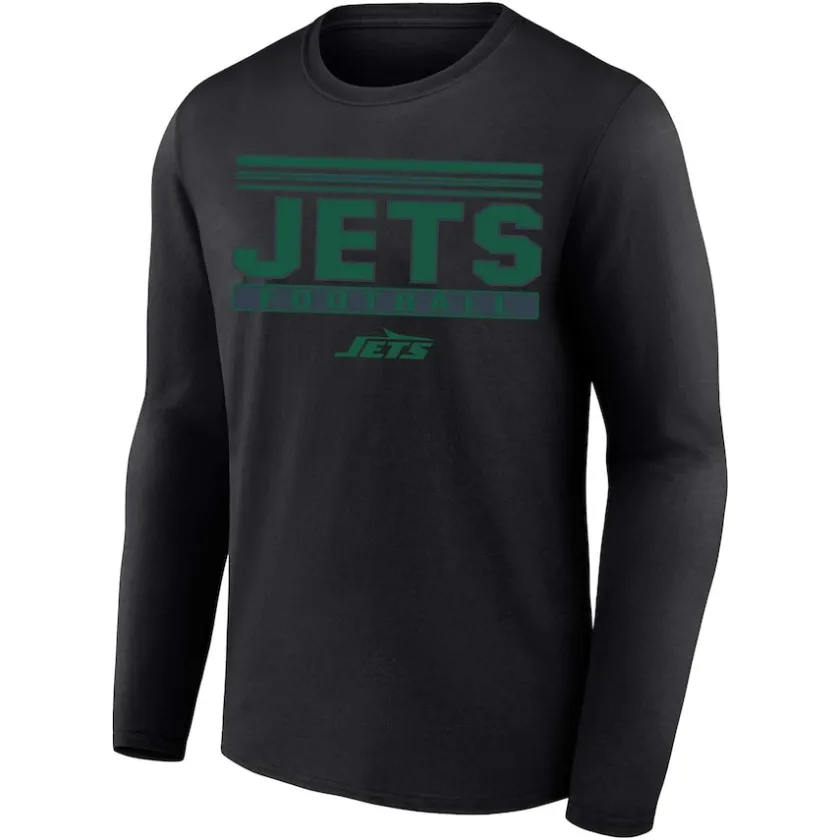 Big & Tall|Long Sleeved^New York Jets Men's Profile Black Big & Tall Pop Long Sleeve T-Shirt