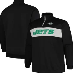 Jackets|Sweatshirts & Fleece^New York Jets Men's Profile Black Big & Tall Fleece Quarter-Zip Jacket