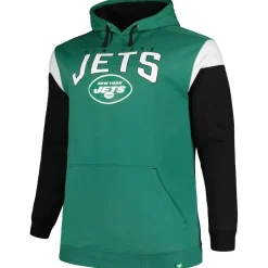 Sweatshirts & Fleece|Men^New York Jets Men's Profile Green Big & Tall Trench Battle Pullover Hoodie