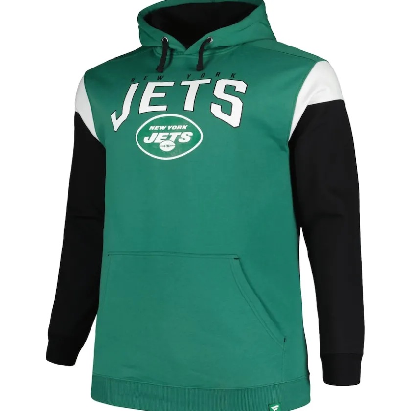 Sweatshirts & Fleece|Men^New York Jets Men's Profile Green Big & Tall Trench Battle Pullover Hoodie