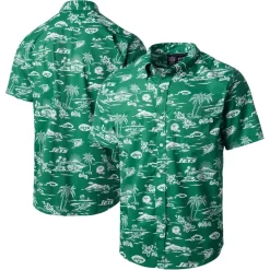 Polos^New York Jets Men's Reyn Spooner Green Throwback Pua Performance Polo
