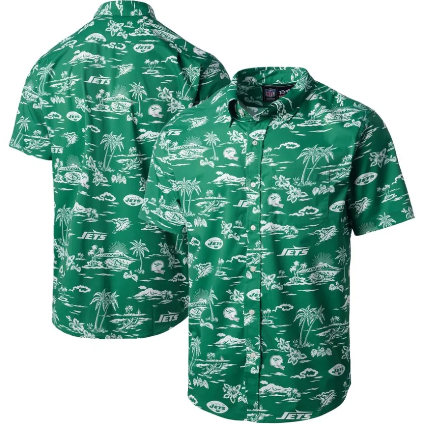 Polos^New York Jets Men's Reyn Spooner Green Throwback Pua Performance Polo