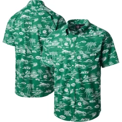 Polos^New York Jets Men's Reyn Spooner Green Throwback Pua Performance Polo
