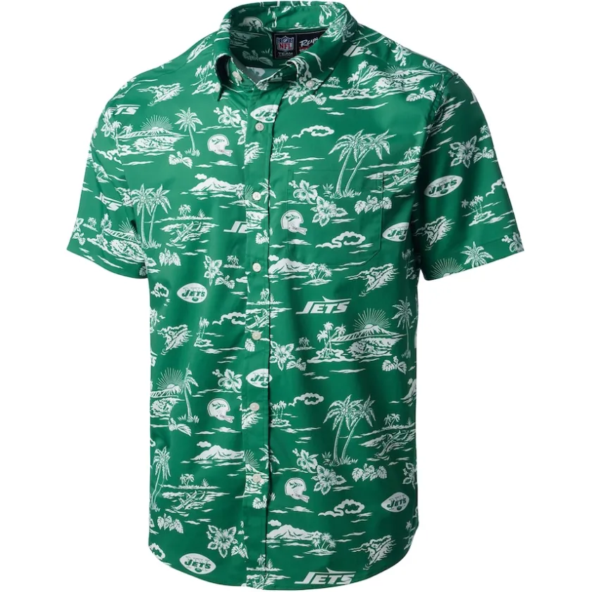 Polos^New York Jets Men's Reyn Spooner Green Throwback Pua Performance Polo