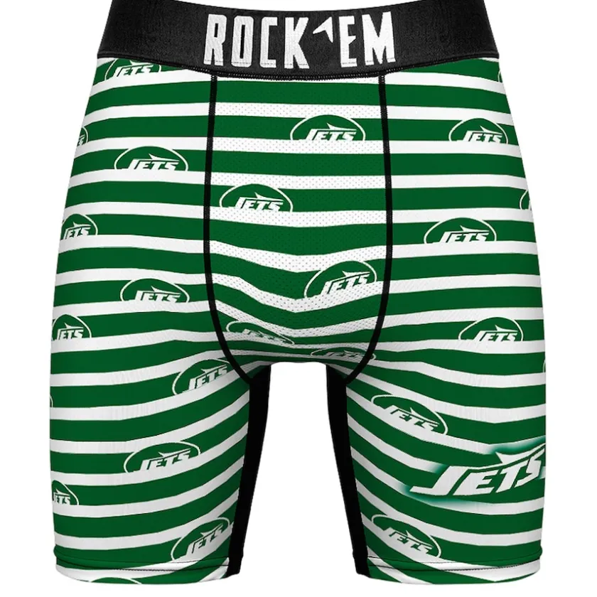 Underwear & Sleepwear|Underwear & Sleepwear^New York Jets Men's Rock Em Socks Green Two-Pack Mascot Slogan Boxer Briefs