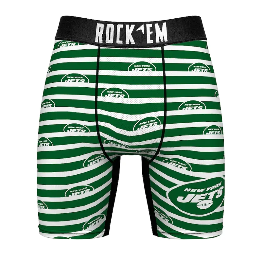 Underwear & Sleepwear|Underwear & Sleepwear^New York Jets Men's Rock Em Socks Green Two-Pack Mascot Slogan Boxer Briefs