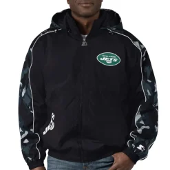 Jackets^New York Jets Men's Starter Black Thursday Night Gridiron Full-Zip Hoodie