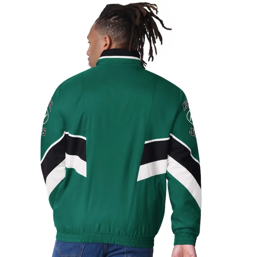 Jackets^New York Jets Men's Starter Green Captain Satin Varsity Jacket