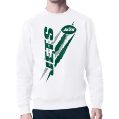 Sweatshirts & Fleece|Men^New York Jets Men's Starter White Color Scratch Team Graphic Fleece Pullover Sweatshirt