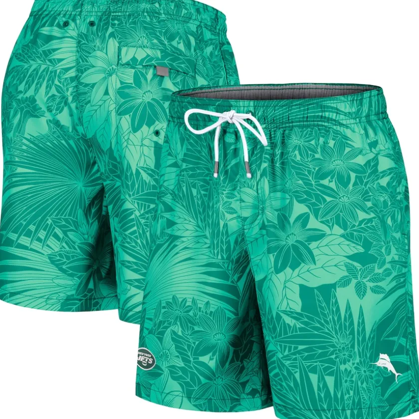 Shorts & Pants^New York Jets Men's Tommy Bahama Green Santiago Palms Board Shorts