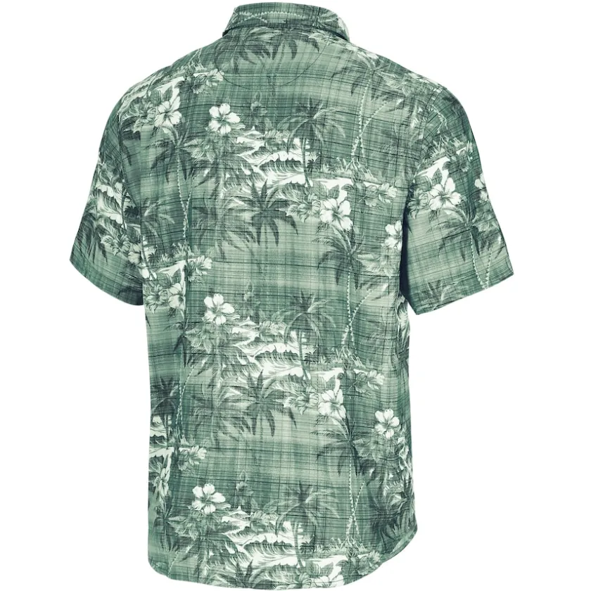Sweaters & Dress Shirts^New York Jets Men's Tommy Bahama Green Coconut Point Isla Palmetta Camp Button-Up Shirt