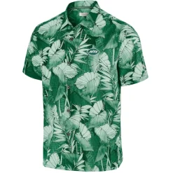 Sweaters & Dress Shirts^New York Jets Men's Tommy Bahama Green Bahama Coast Nuevo Fronds Camp Button-Up Shirt
