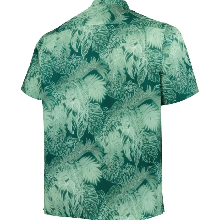 Sweaters & Dress Shirts|Big & Tall^New York Jets Men's Tommy Bahama Green Big & Tall Bahama Coast Luminescent Fronds Camp IslandZone Button-Up Shirt