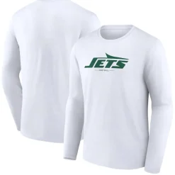 Long Sleeved^New York Jets Men's White Logo Team Lockup Long Sleeve T-Shirt