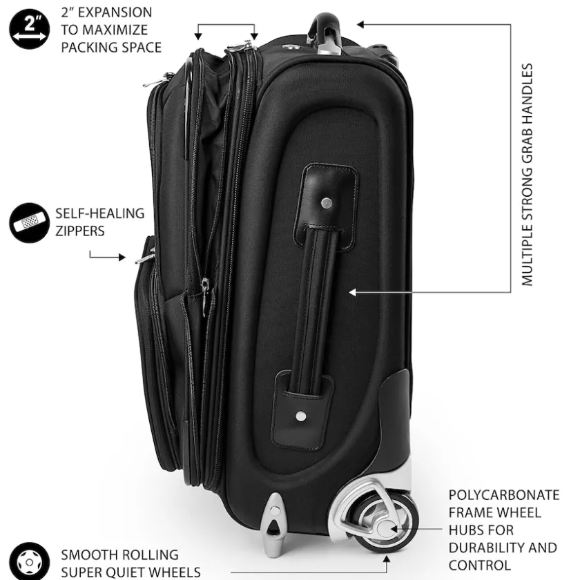 Travel|School Supplies^New York Jets MOJO Black 21" Softside Rolling Carry-On Suitcase