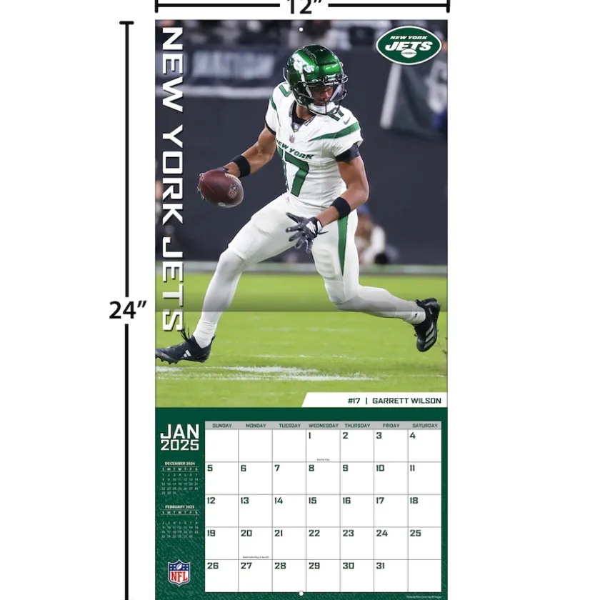 Office Accessories|Calendars^New York Jets 2024-2025 12” X 12” Team Wall Calendar