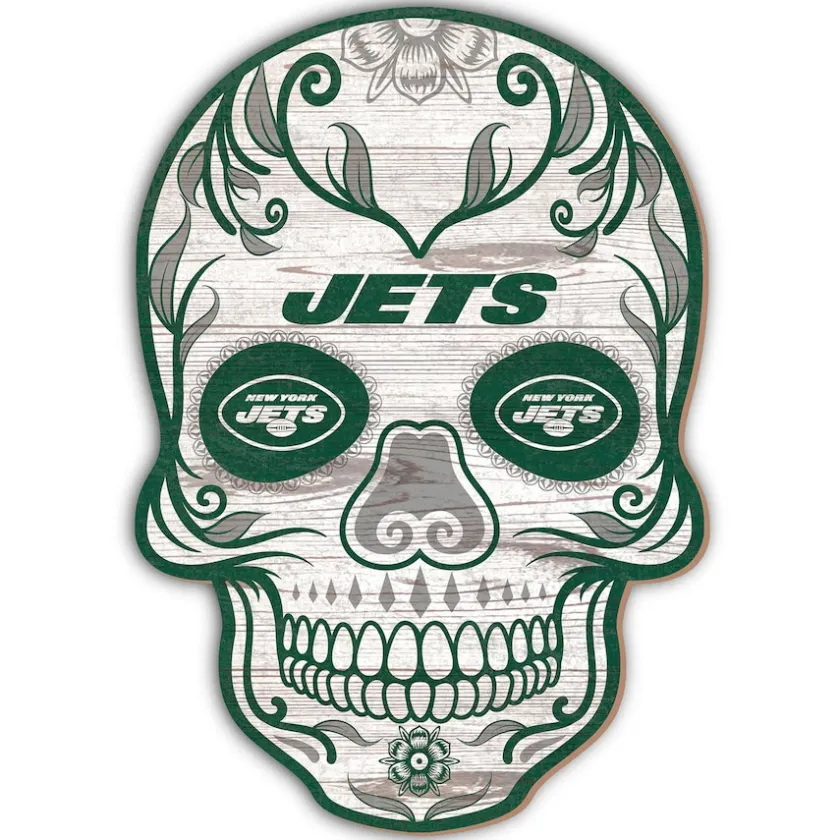 Wall Art|Wall Art^New York Jets 12'' Sugar Skull Sign