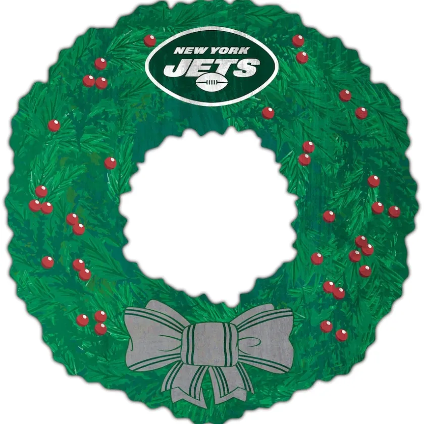Holiday Items|Holiday Decorations^New York Jets 16'' Team Wreath Sign