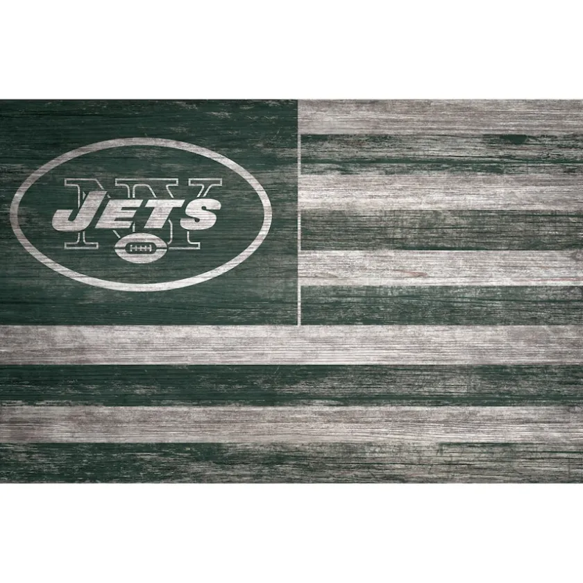 Wall Art|Wall Art^New York Jets 11'' X 19'' Distressed Flag Sign