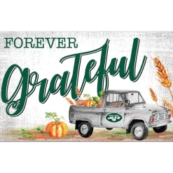 Holiday Items|Holiday Decorations^New York Jets 11" X 19" Forever Grateful Sign
