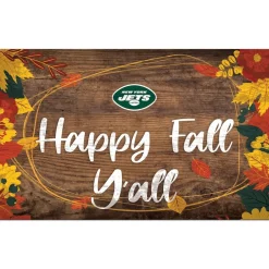 Holiday Items|Holiday Decorations^New York Jets 11'' X 19'' Happy Fall Y'all Sign