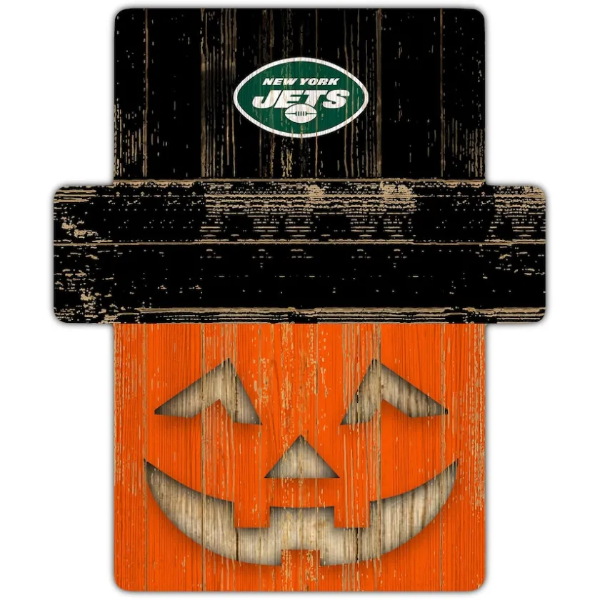 Holiday Items|Holiday Decorations^New York Jets 12" X 12" Jack-O-Lantern Display