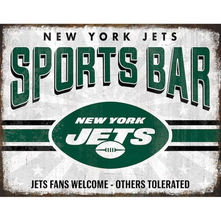 Wall Art|Wall Art^New York Jets 12" X 8" Sports Bar Metal Sign