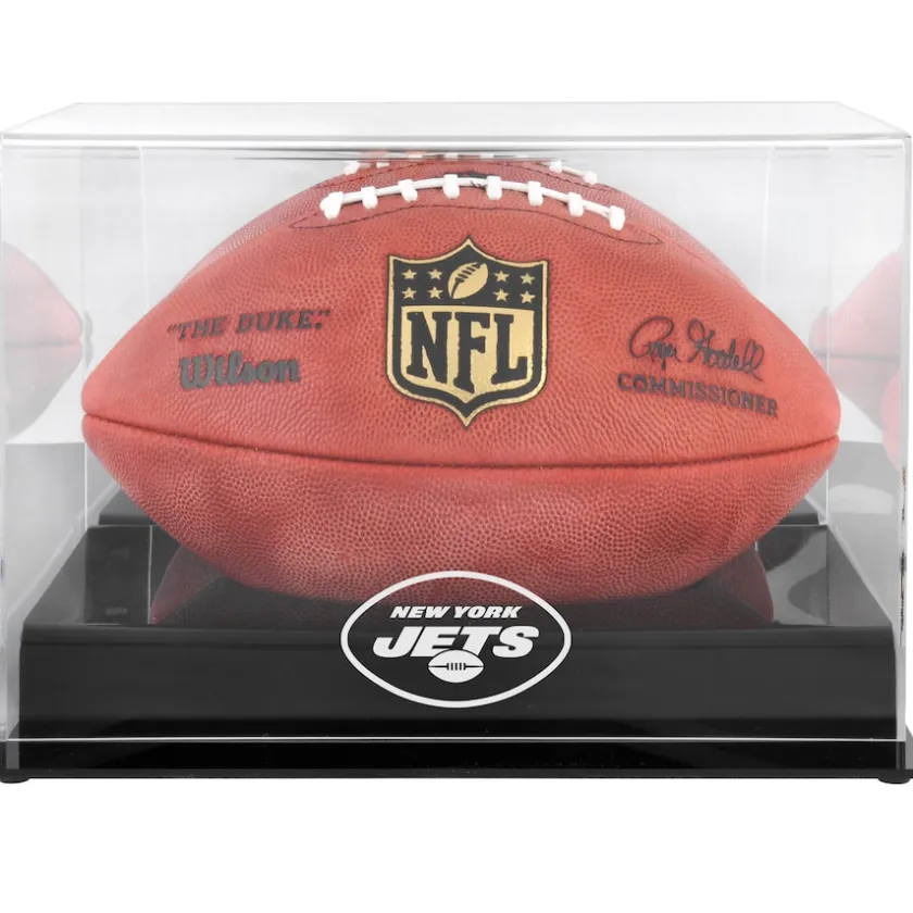 Display Cases^New York Jets Black Base Football Display Case