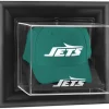 Display Cases^New York Jets Black Framed Wall-Mounted Logo Cap Display Case