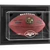 Display Cases^New York Jets Black Framed Wall-Mountable Football Logo Display Case
