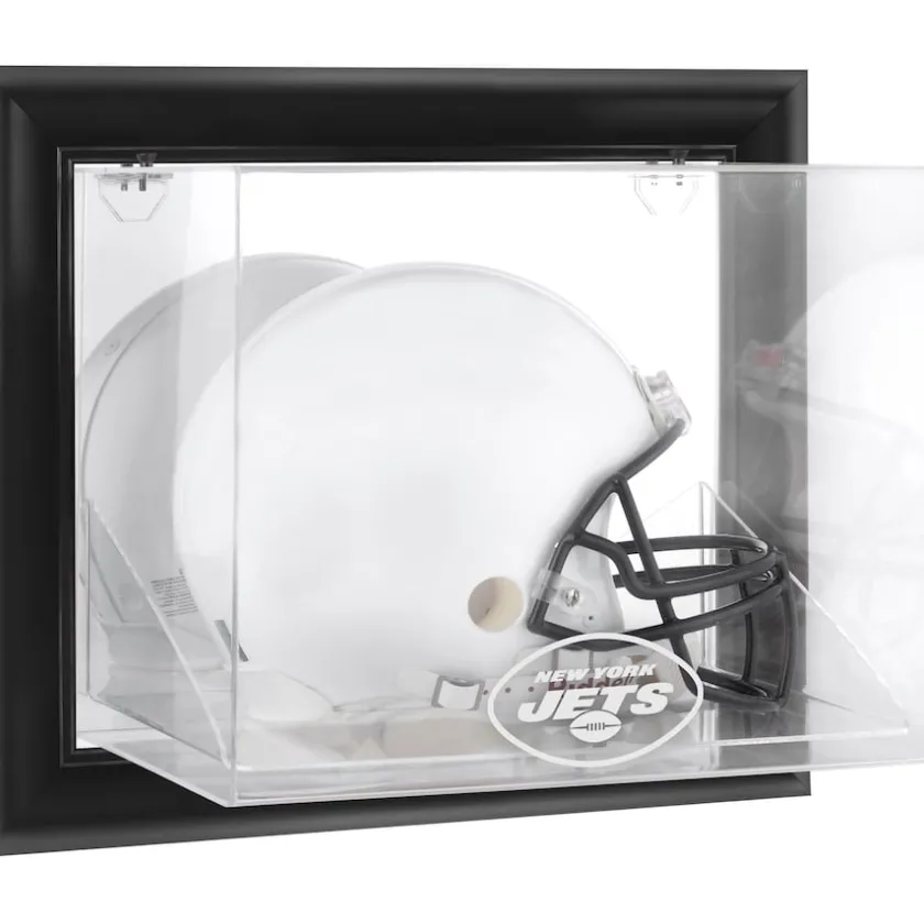 Display Cases^New York Jets Black Framed Wall-Mounted Helmet Display