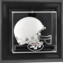 Display Cases^New York Jets Black Framed Wall-Mountable Mini Helmet Display Case