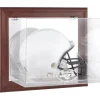 Display Cases^New York Jets Brown Framed Wall-Mountable Logo Helmet Case