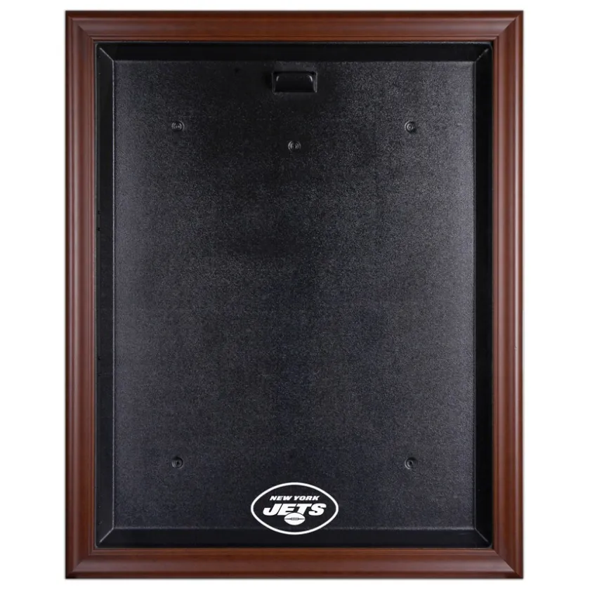 Display Cases^New York Jets Brown Framed Logo Jersey Display Case