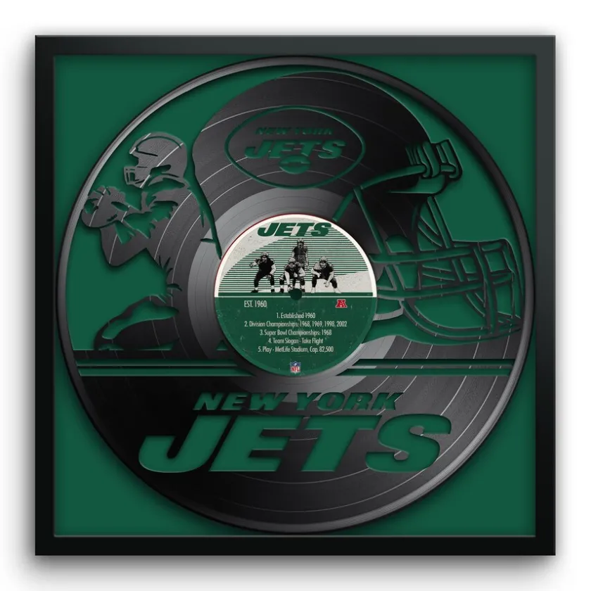 Wall Art|Wall Art^New York Jets Framed 13" X 13" Vinyl Record Art Print