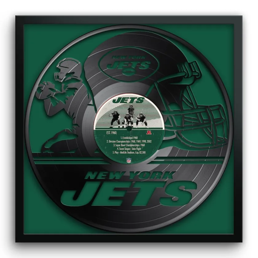 Wall Art|Wall Art^New York Jets Framed 13" X 13" Vinyl Record Art Print