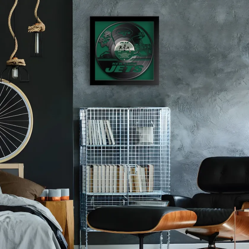 Wall Art|Wall Art^New York Jets Framed 13" X 13" Vinyl Record Art Print