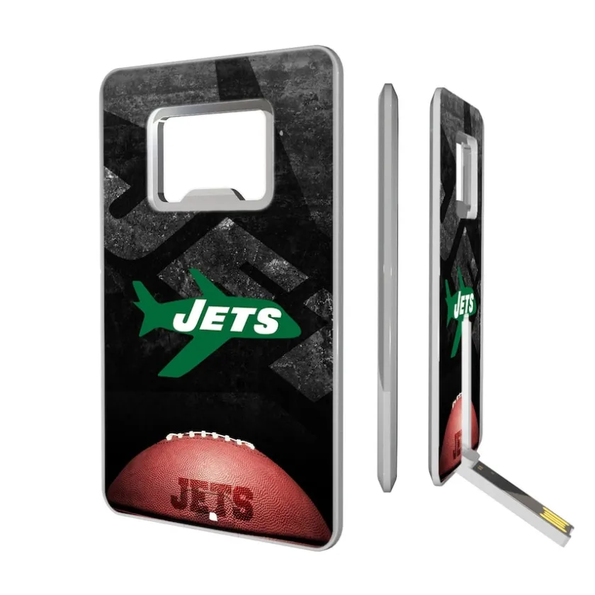 Office Accessories^New York Jets 32GB Legendary Design Credit Card USB Drive With Bottle Opener