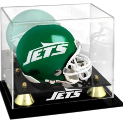 Display Cases^New York Jets Golden Classic Mini Helmet Display Case
